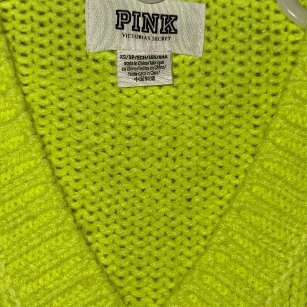 victoria's Secret pink Neon  Yellow V-Neck Sweater